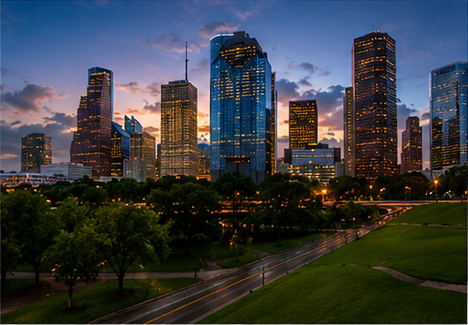 Houston skyline at dusk